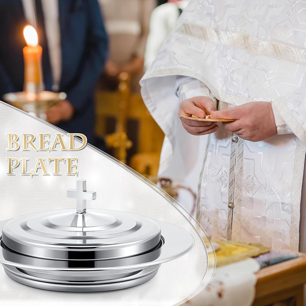 Plateau de la Sainte Communion avec Couvercle, Plateau à Pain, Assiettes pour Églises, Fournitures D'Église Polies, Ensembles de Vaisselle pour Églises