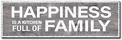 My Word! Happiness Is A Kitchen Full Of Family Decorative Home Décor Wooden Signs, Gray/White