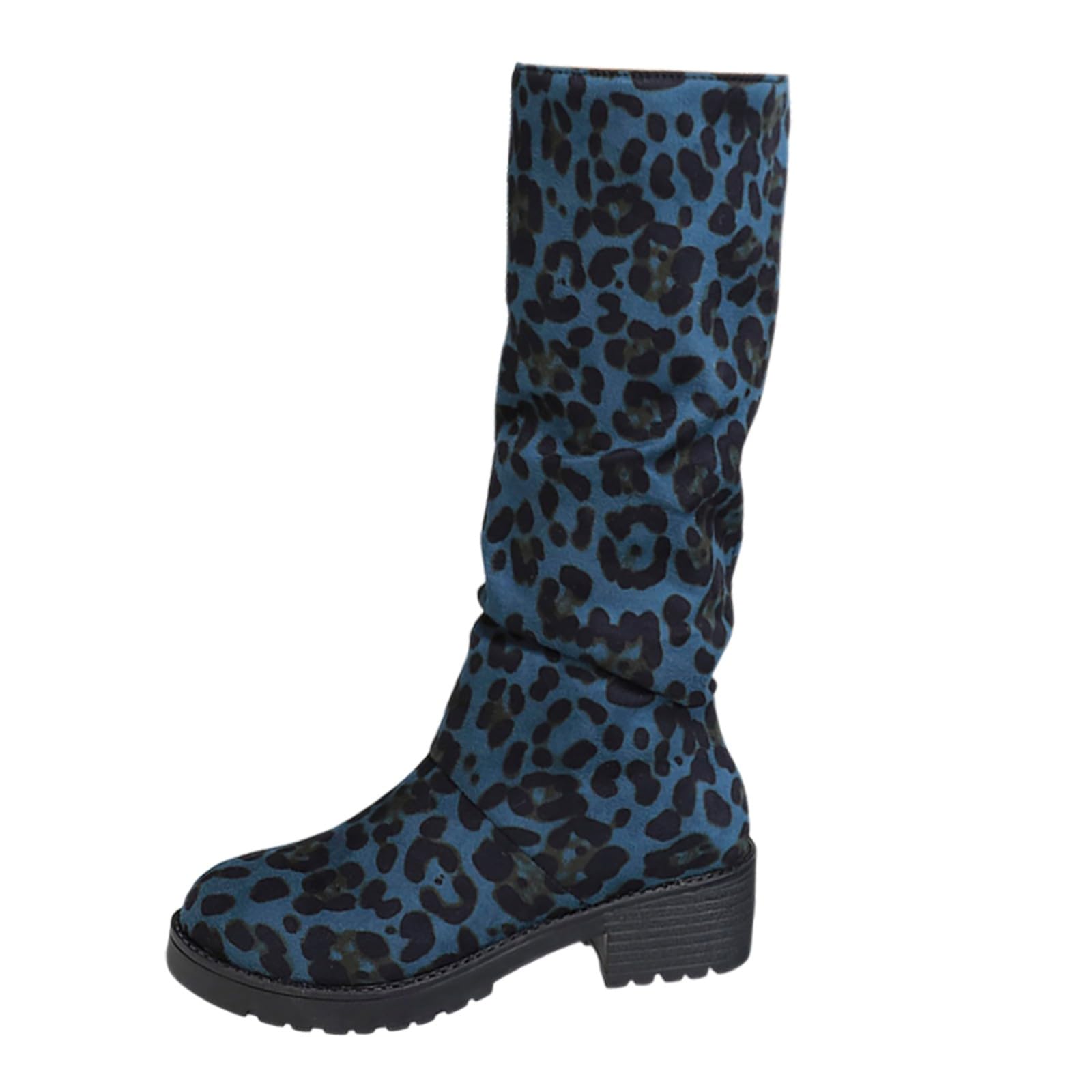 Botas de Vestir Rujer Botas de Media Pantorrilla Gamuza sintética con Estampado Floral, Altas hasta la Rodilla, cómodas Informales Vestir con Cremallera Lateral, Moda otoño-Invierno