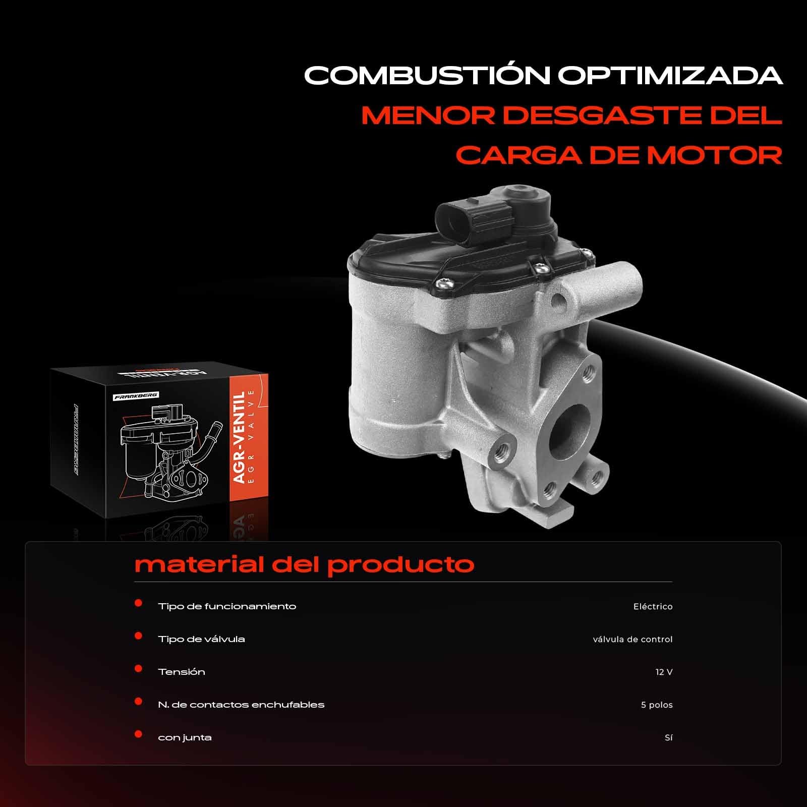 Frankberg Válvula EGR de 5 Polos 2231000QAA | Compatible con: Plataforma/chasis Movano X70, Volquete Movano H9, Autobús Interstar X70, Caja Interstar X70