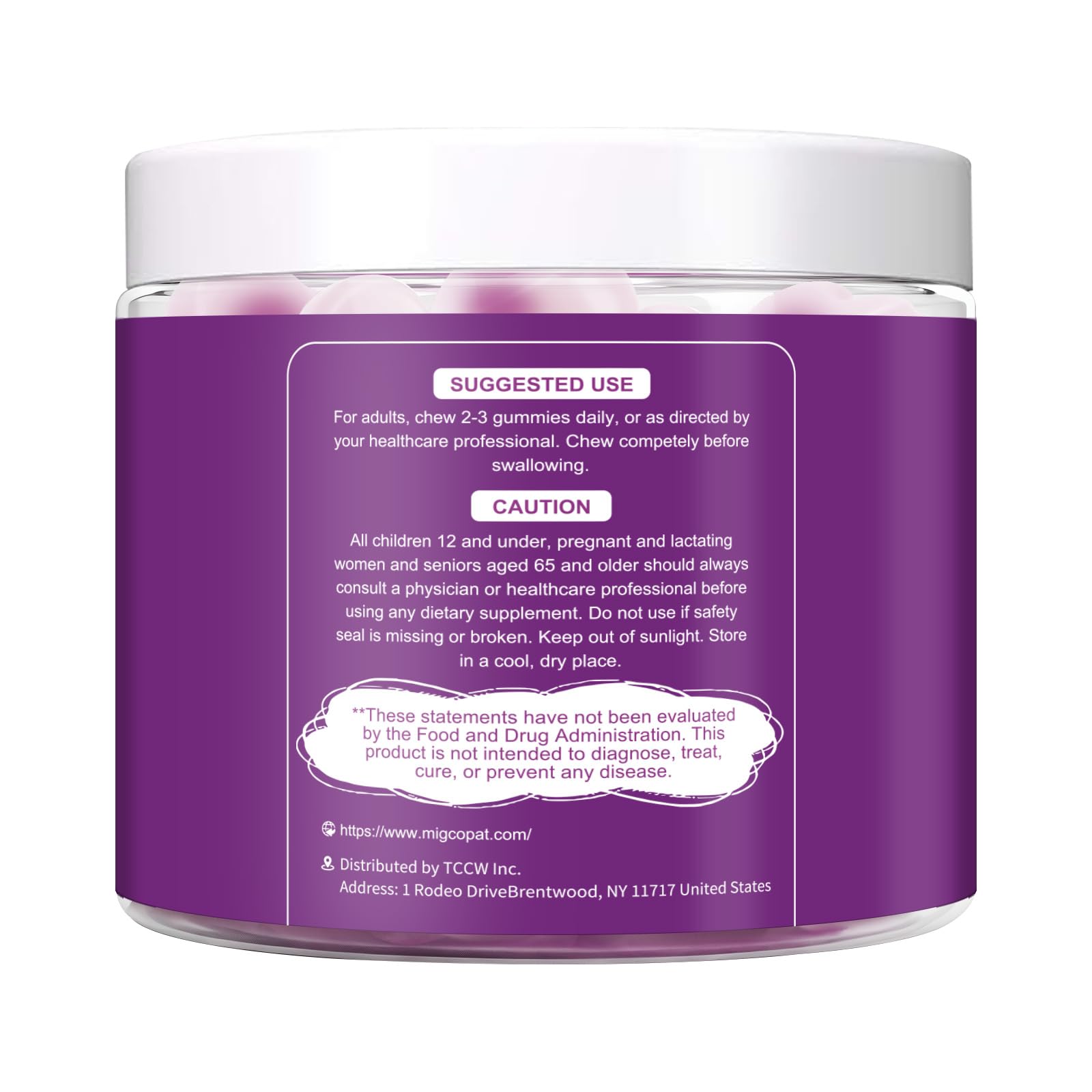 Migcopat 10G Fiber Gummies with Collagen Peptides, Grape Flavor, 60 Cts — Amazon image 8