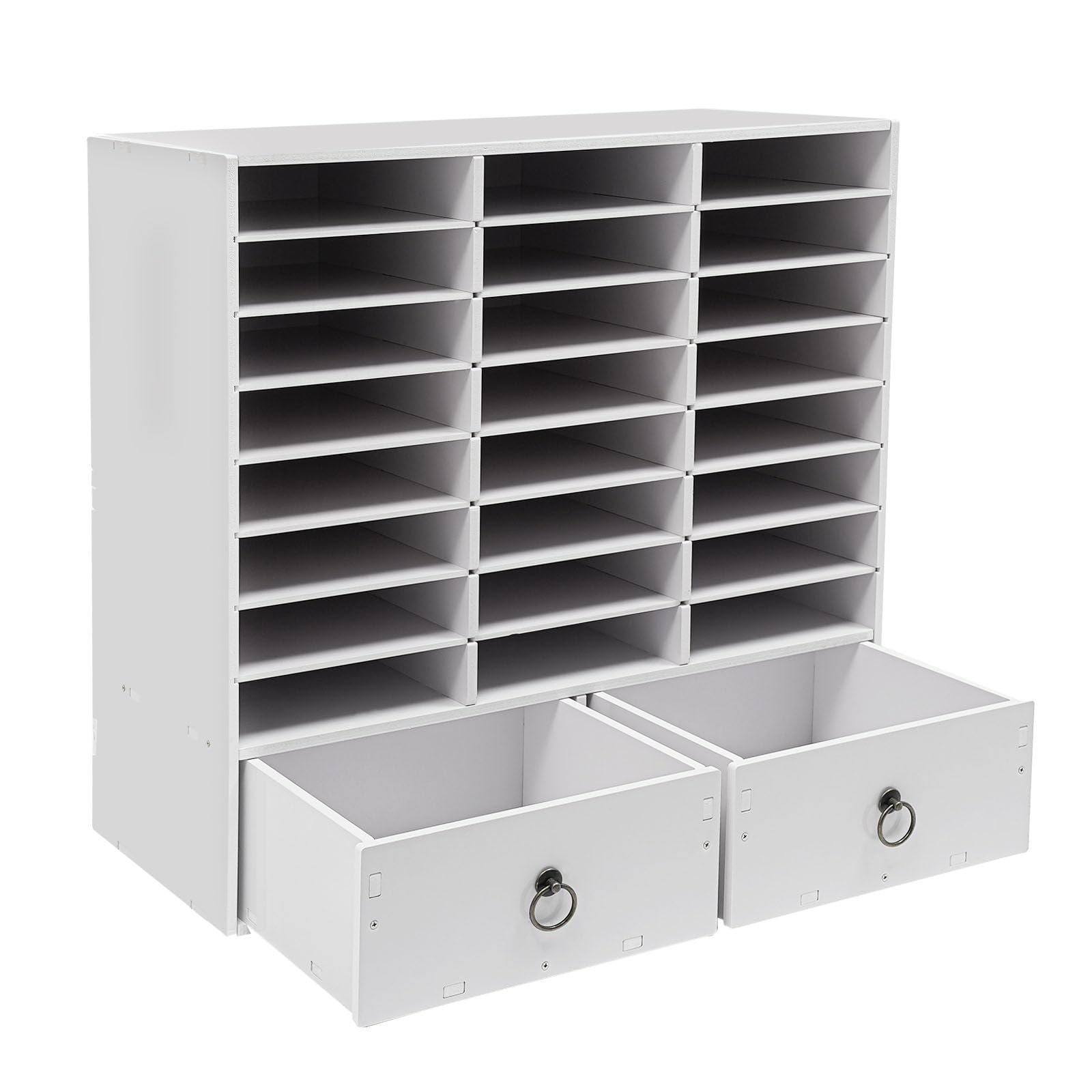 24 scomparti per ufficio con 2 cassetti, formato A4, portariviste in carta, 71,5 x 30 x 70 cm (bianco)