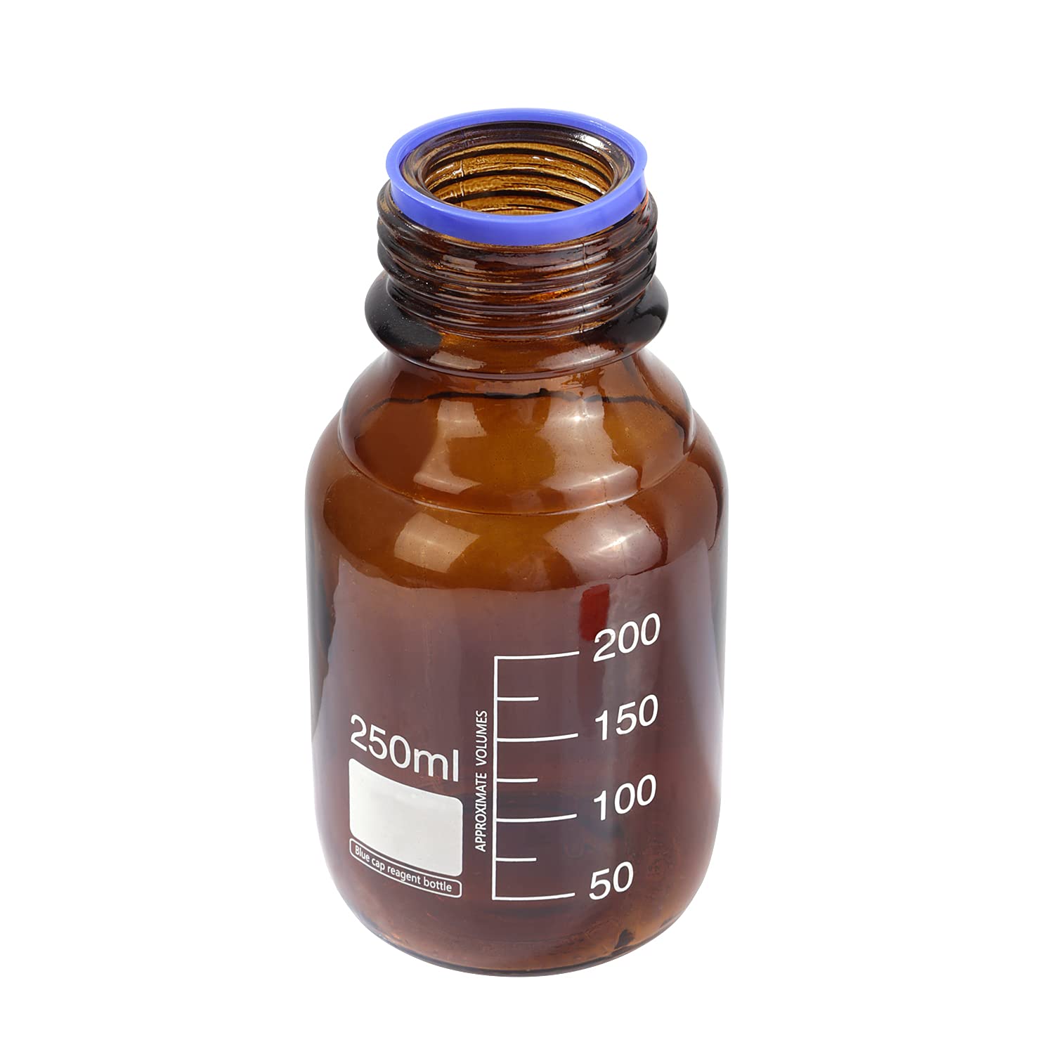 Moonetto Paquete de 10 botellas de vidrio de borosilicato ámbar graduadas de 250 ml de reactivo de laboratorio/botella de almacenamiento con tapón de rosca naranja GL45