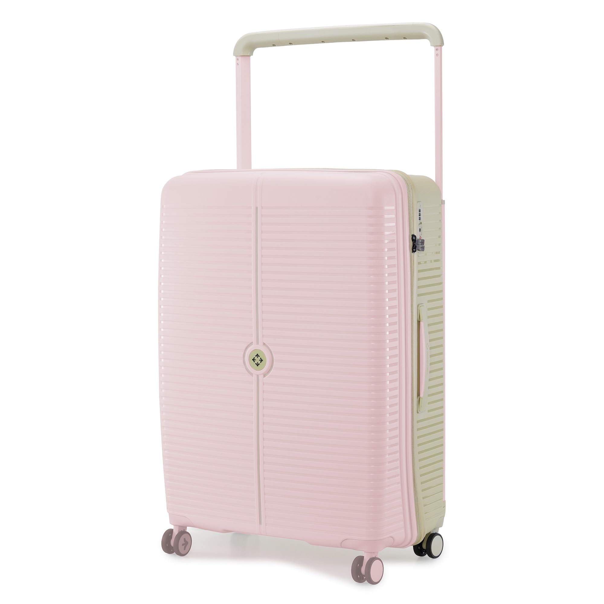 nasher miles Dubai TSA Lock Hard-Sided Polypropylene Wide Telescopic Handle 8 Wheels Double Spinner Check-in Luggage Pink Cream Green 28 inch |75cm Trolley Bag|Large Check-in Luggage-picture-51