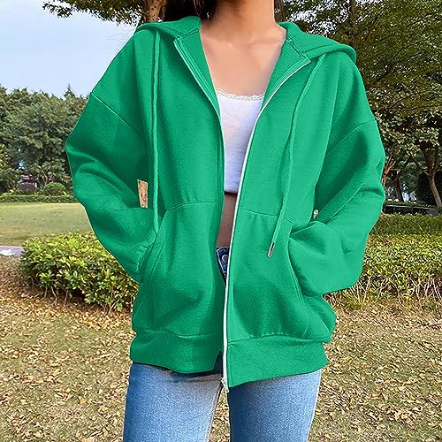 Women Zip Up Hoodie Casual Sweatshirt Drawstring Loose Fit Oversized Lightweight Fashion Fall Tops For Teen Girls2
