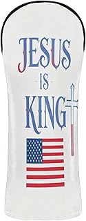 Jesus is King Flag White Golf Club Cover Set Premium Leather Waterproof Headcover with Number Tag for Driver Womens Golf Clubs