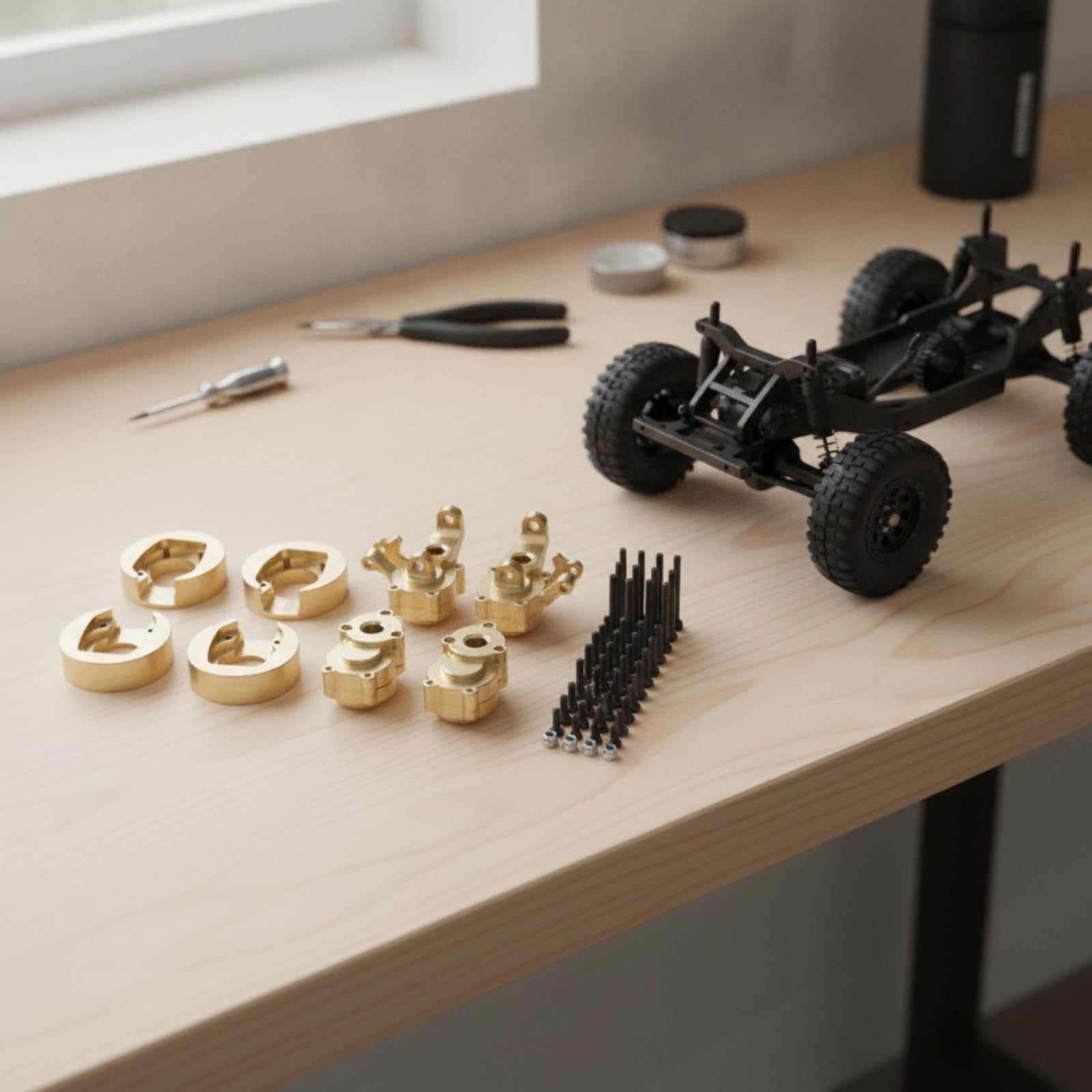 Kit di Aggiornamento in Ottone per Veicoli Rc YK4102 YK4103 YK6101 con Parti E Contrappesi Viti E Dadi per Montaggio Sicuro Costruzione Rigida per