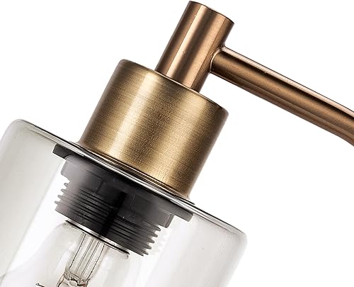 Miniatura 6 de Tomsurch Lámpara de mesa industrial con 2 puertos de carga USB, lámpara de escritorio dorada, base E26, lámpara de lectura moderna con pantalla de