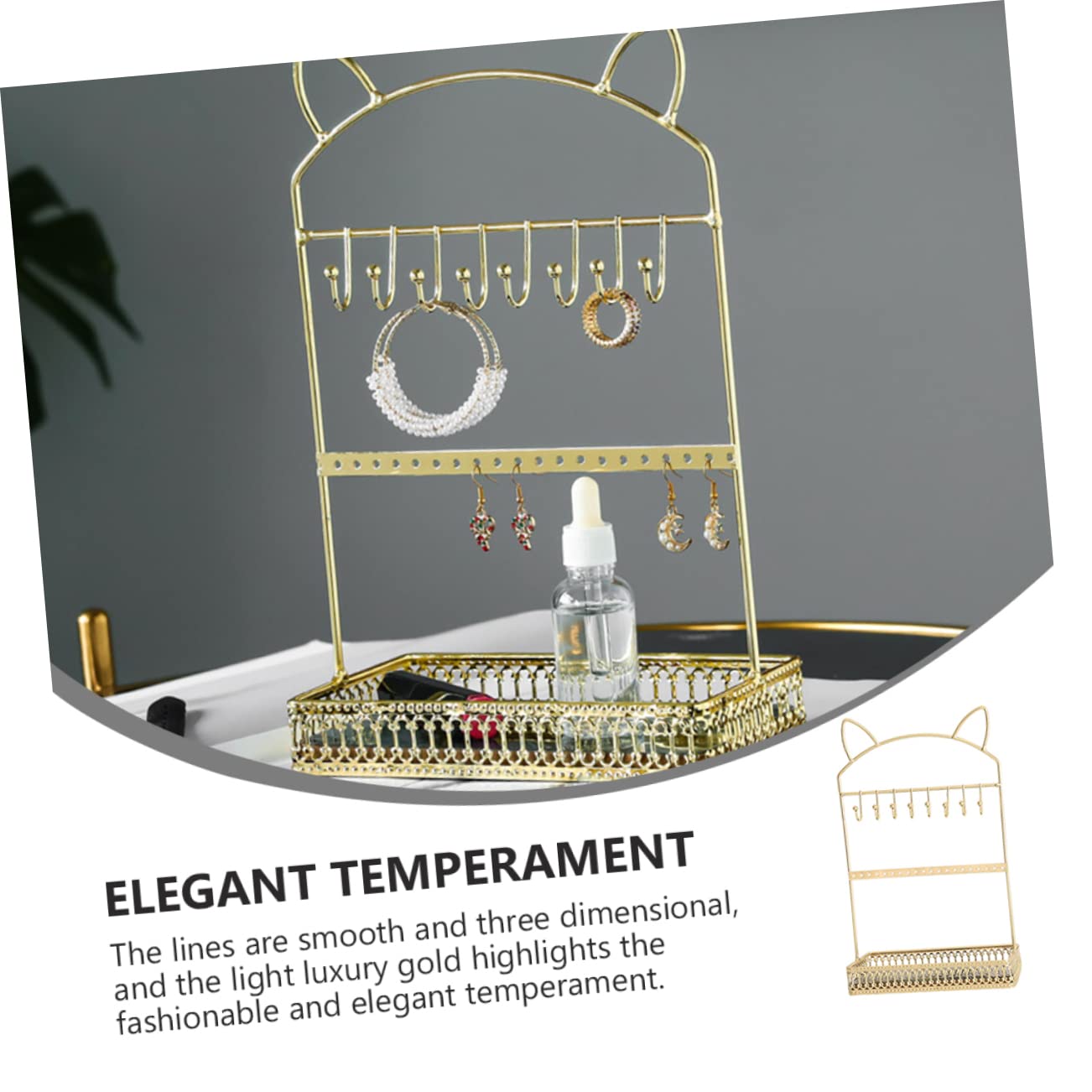1Pc porte-bijoux oreille de chat plateau de vanité présentoir à bijoux arbre porte-boucles d'oreilles support plateau de rangement de bijoux support de boucle d'oreille organisateur présentoir à