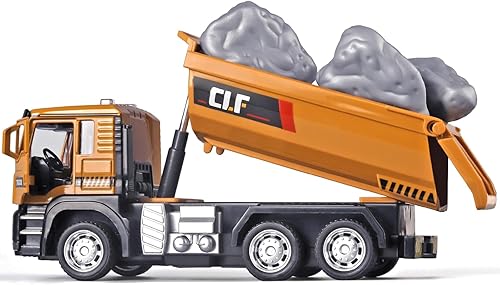 Kids Dump Truck Metal DieCast Construction Trucks,Pull Back Dump Truck Toy with Lights and Sounds,Metal Cab Dump Truck Kids Construction Toys,Toy