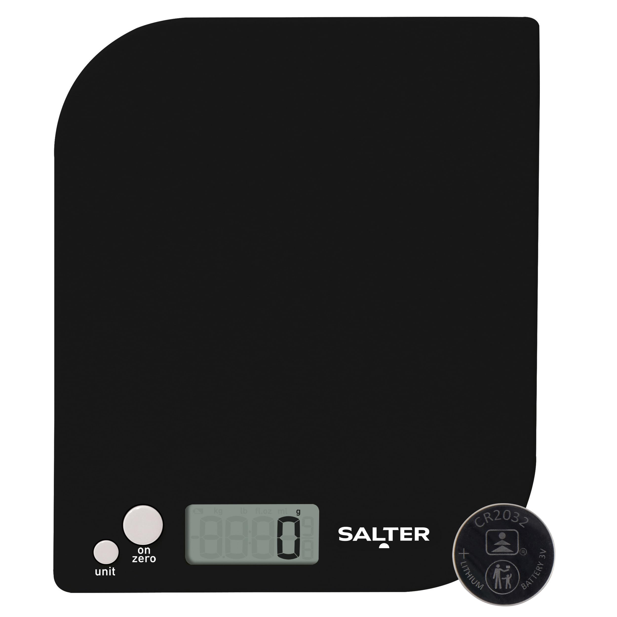 Salter Digital Kitchen Scale Leaf 5KG Capacity Add & Weigh Zero Button Black 1177 BKWHDR