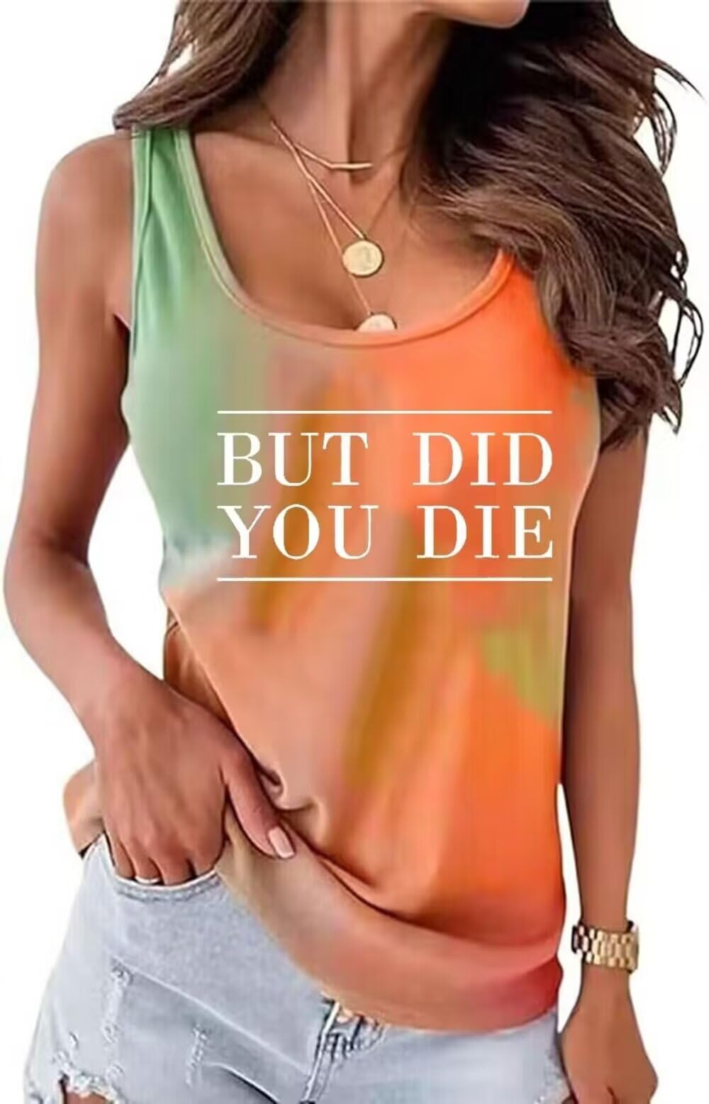 AIMITAG But Did You Die Muscle Tank Top Women Workout Tank Vacation Shirt Casual Letters Print Sleeveless Holiday Shirt