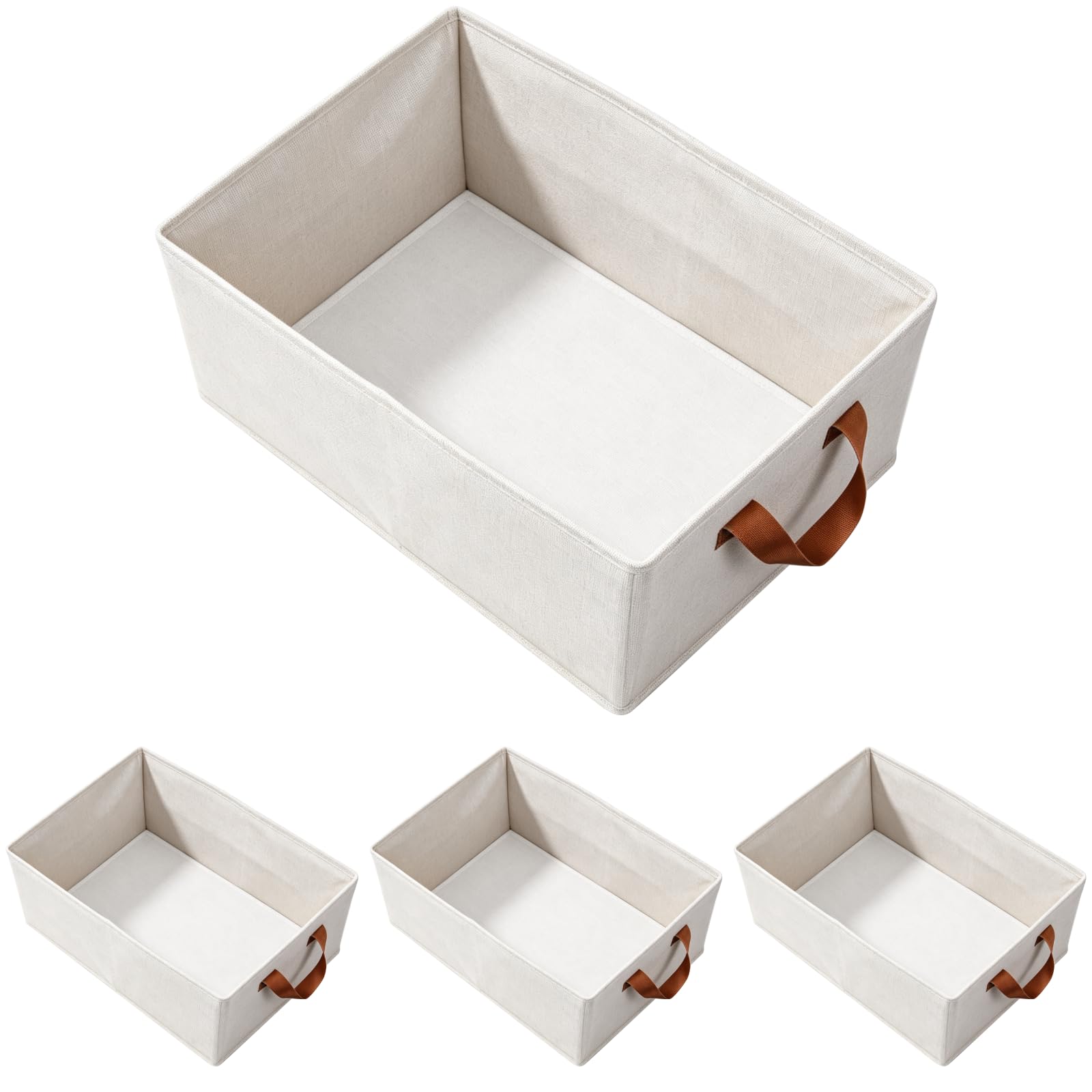 4 Stück Aufbewahrungsboxen aus Stoff, faltbar, Kleiderschrank-Organizer mit Griffen, verstärkter Rahmen, 45,7 x 27,9 x 20,9 cm, Mehrzweck-Aufbewahrungsbehälter für Kleidung, Laken, Handtücher