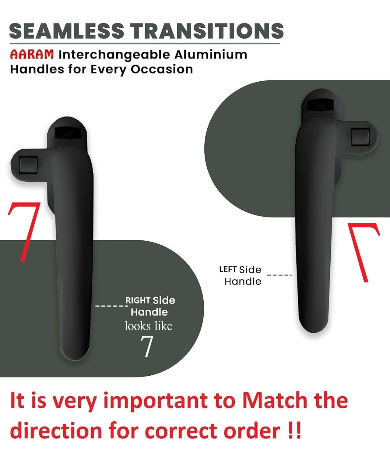 AARAM Right Side Aluminium Window Handle, Pack of 1, Domal Accessory for Windows & Doors, Corrosion Free, Replacement Handle for openable Window & Doors (Black) — Amazon image 6