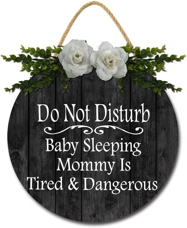 Divertida placa colgante para bebé, letrero de no molestar, colgador redondo de madera para habitación de bebé, guardería, puerta delantera,