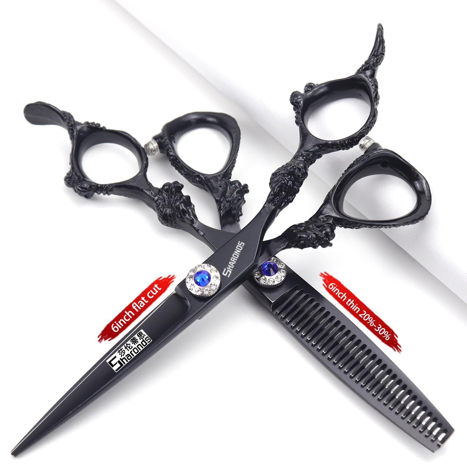 6 Inch Professional Hairdresser's Scissors Dragon Handle Japanese 440c Hair Cuttingr 4 Farben (Schwarzer Anzug)