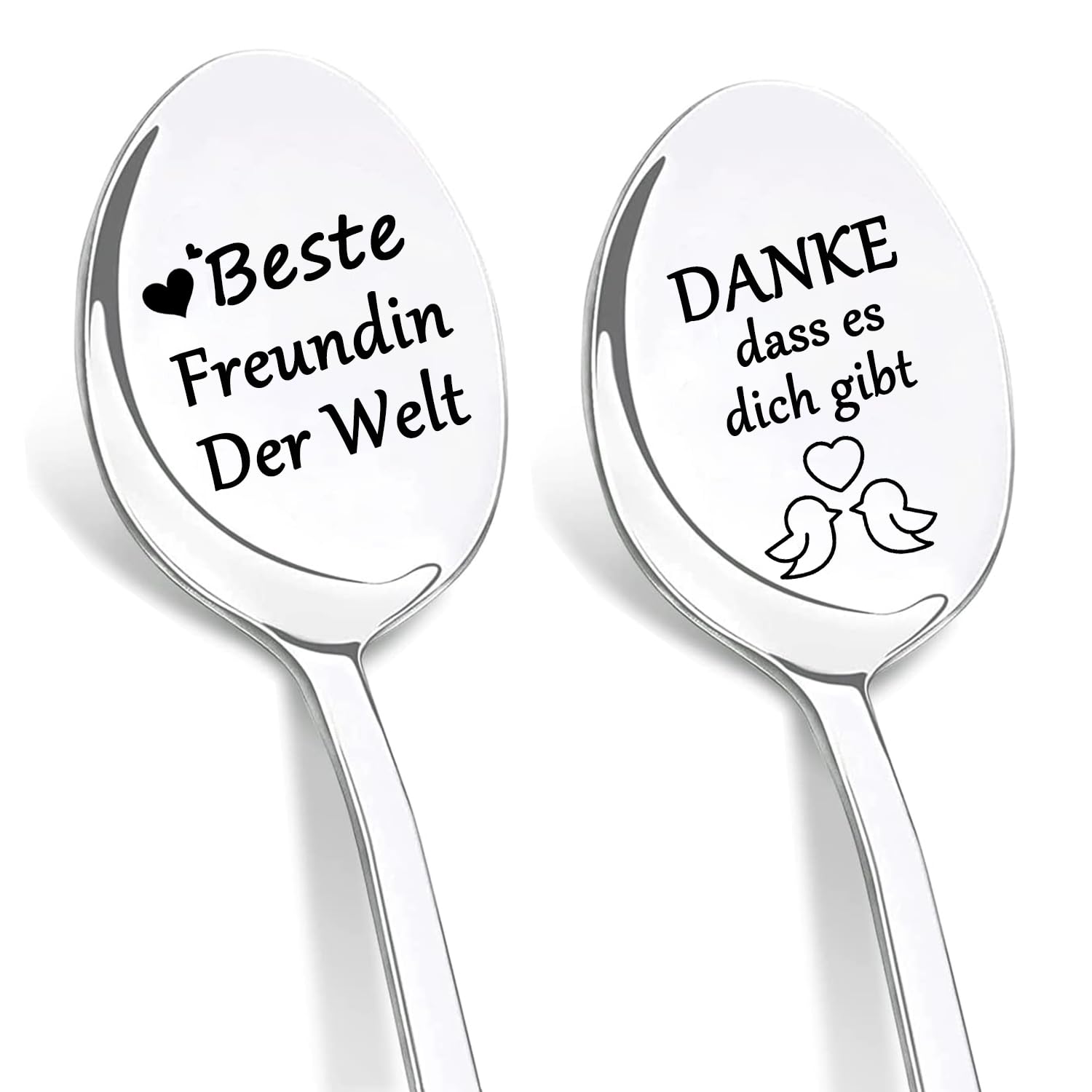 DIKARIYA Kaffeelöffel Geschenk, 2er Löffel mit Gravur, Kaffeelöffel aus Edelstahl, Teelöffel Geschenke für Geburtstage, Jubiläen, Valentinstag, Vatertag, Muttertag