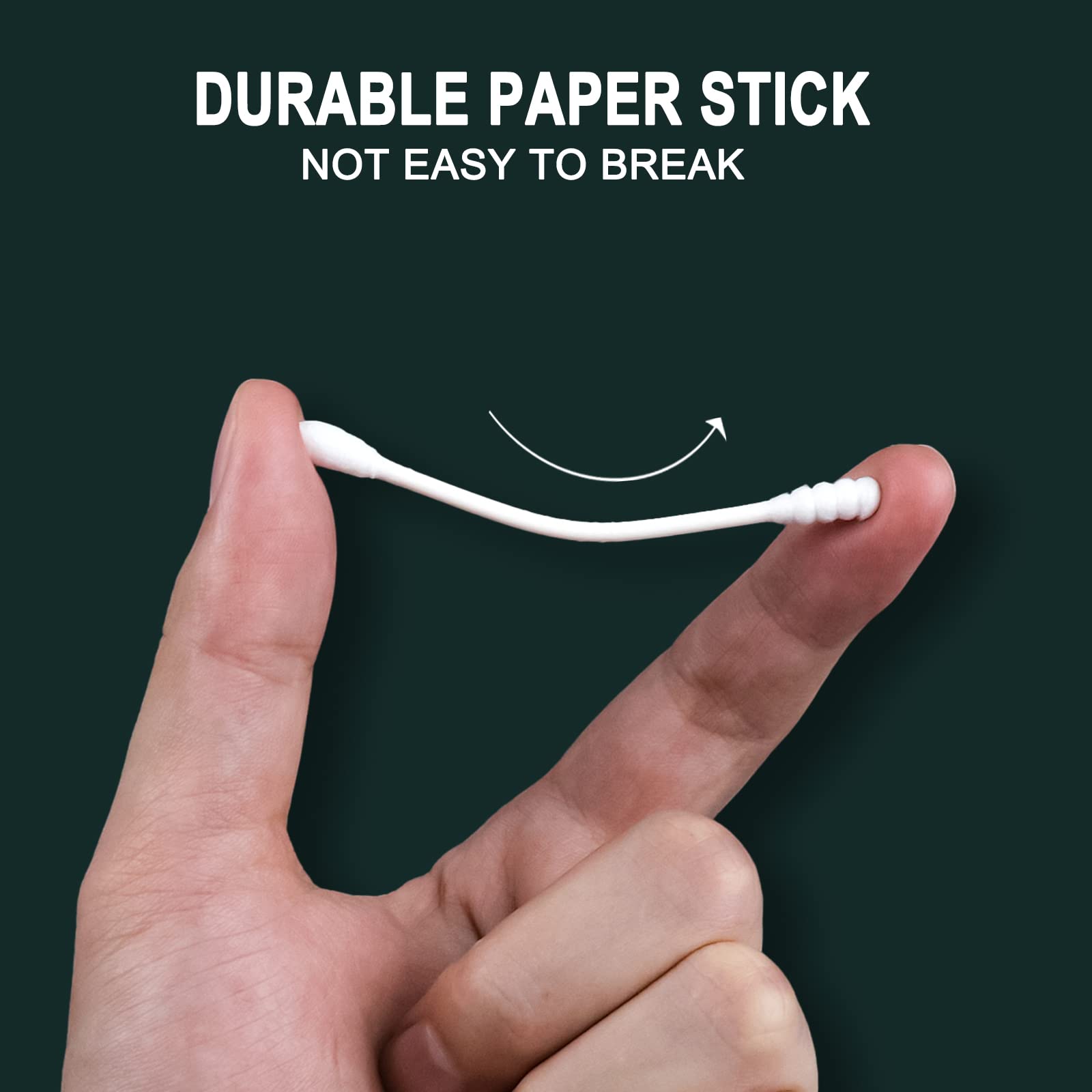 Confezione da 200 tamponi di cotone, confezionati singolarmente, bastoncini di carta a doppia punta per orecchio, trucco (Spirale-rotonda estremità)