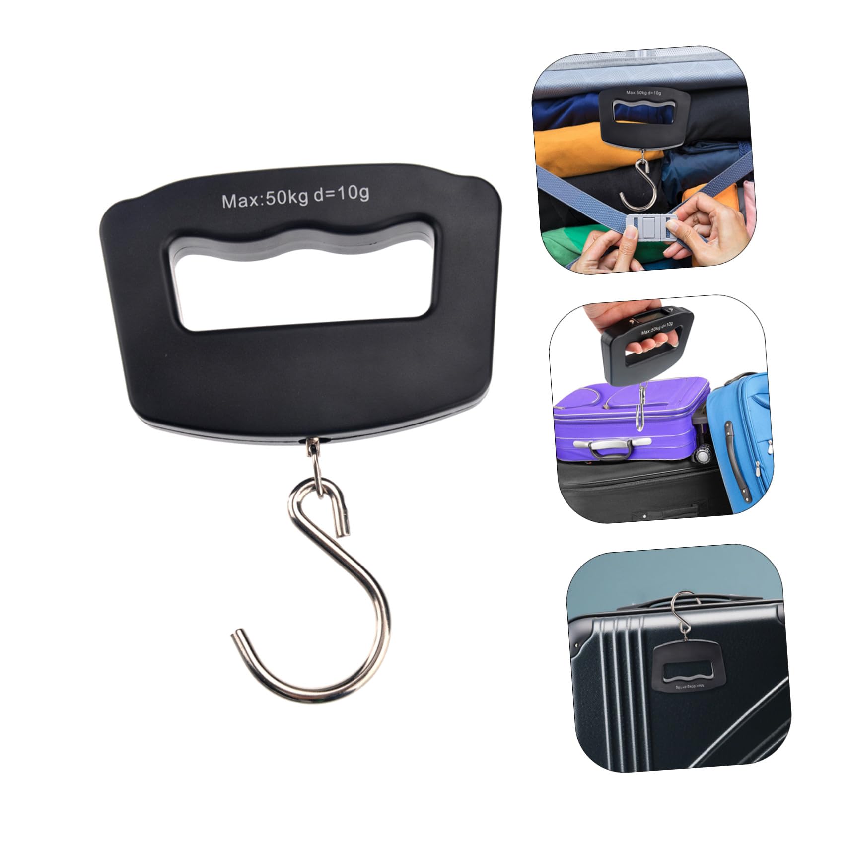 2 Piezas Báscula Digital Portátil de Equipaje con Gancho Grande y Asa Cómoda Pantalla Retroiluminada para Viaje y Pesca Ligera y Compacta para Maletas