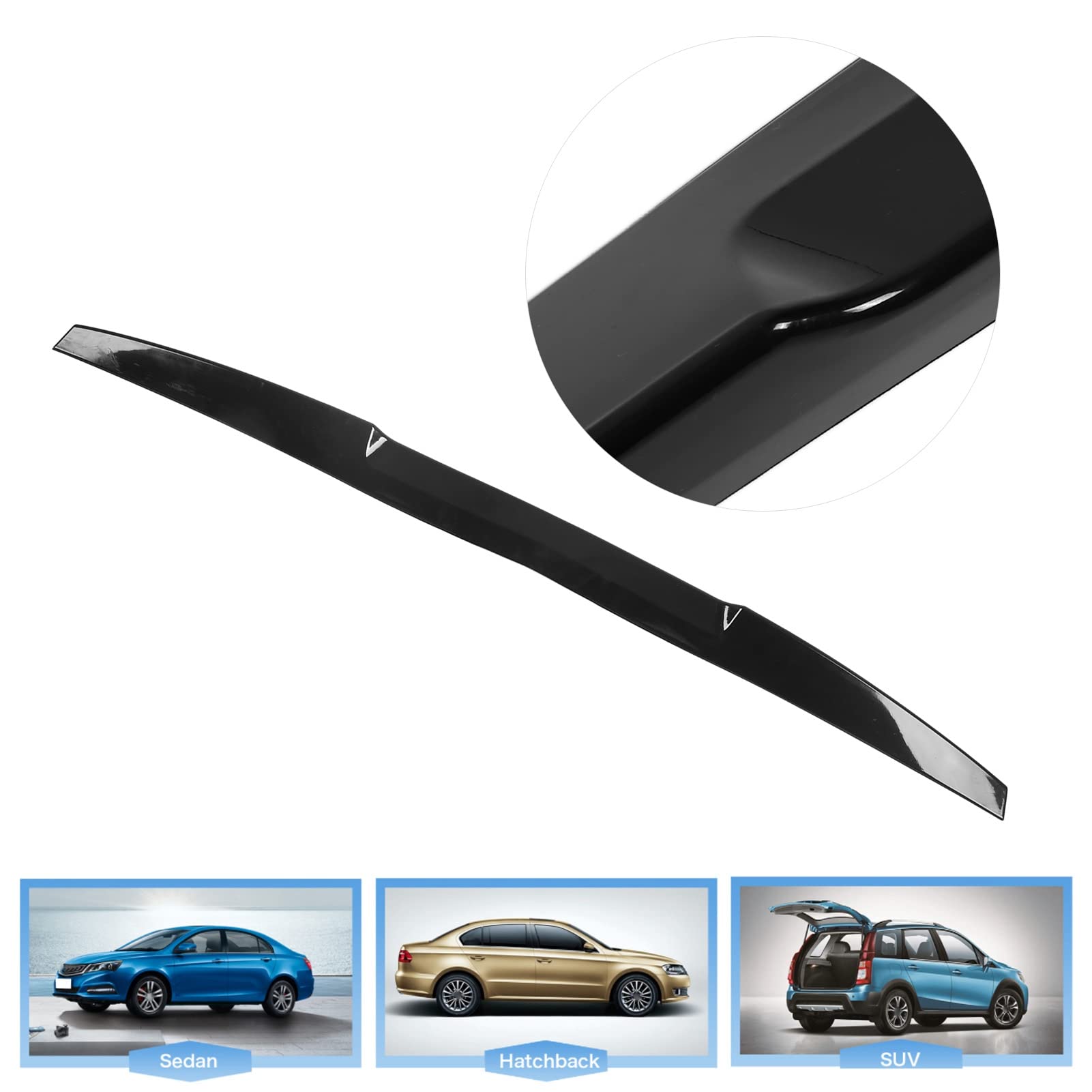 Spoiler Arrière Voiture Universel 1.5m Caoutchouc Souple Noir Mat - Aileron Queue De Baleine Flexible