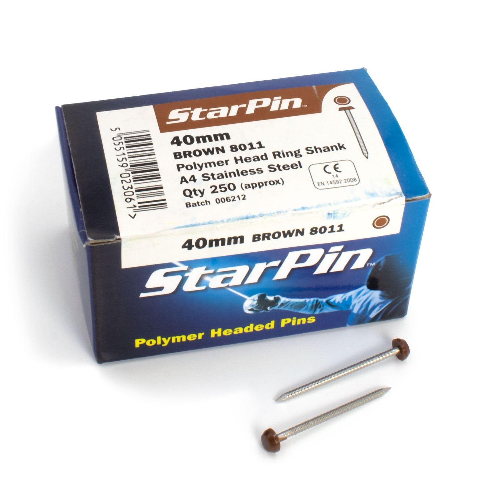 4.8mm Rapierstar StarPin Polymer Headed Pins - 40mm, Brown — image 1