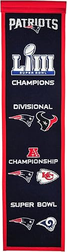 Winning Streak NFL New England Patriots - Bandera unisex de Road to Super Bowl 53 New England Patriots Heritage BannerRoad to Super Bowl 53 New