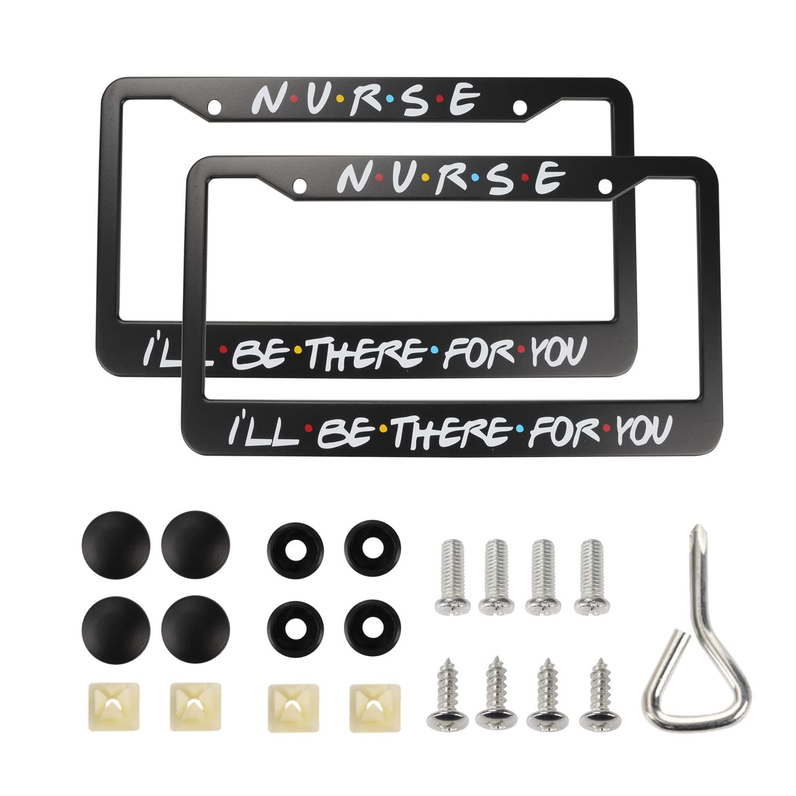 2Pack Friends License Plate Frame,Nurse I'll Be There for You,Friends TV Show Merchandise,Friends Car Accessories,Friends TV Show Gifts,Friends License Plate 12 x 6 Inch Aluminum Black License Plate