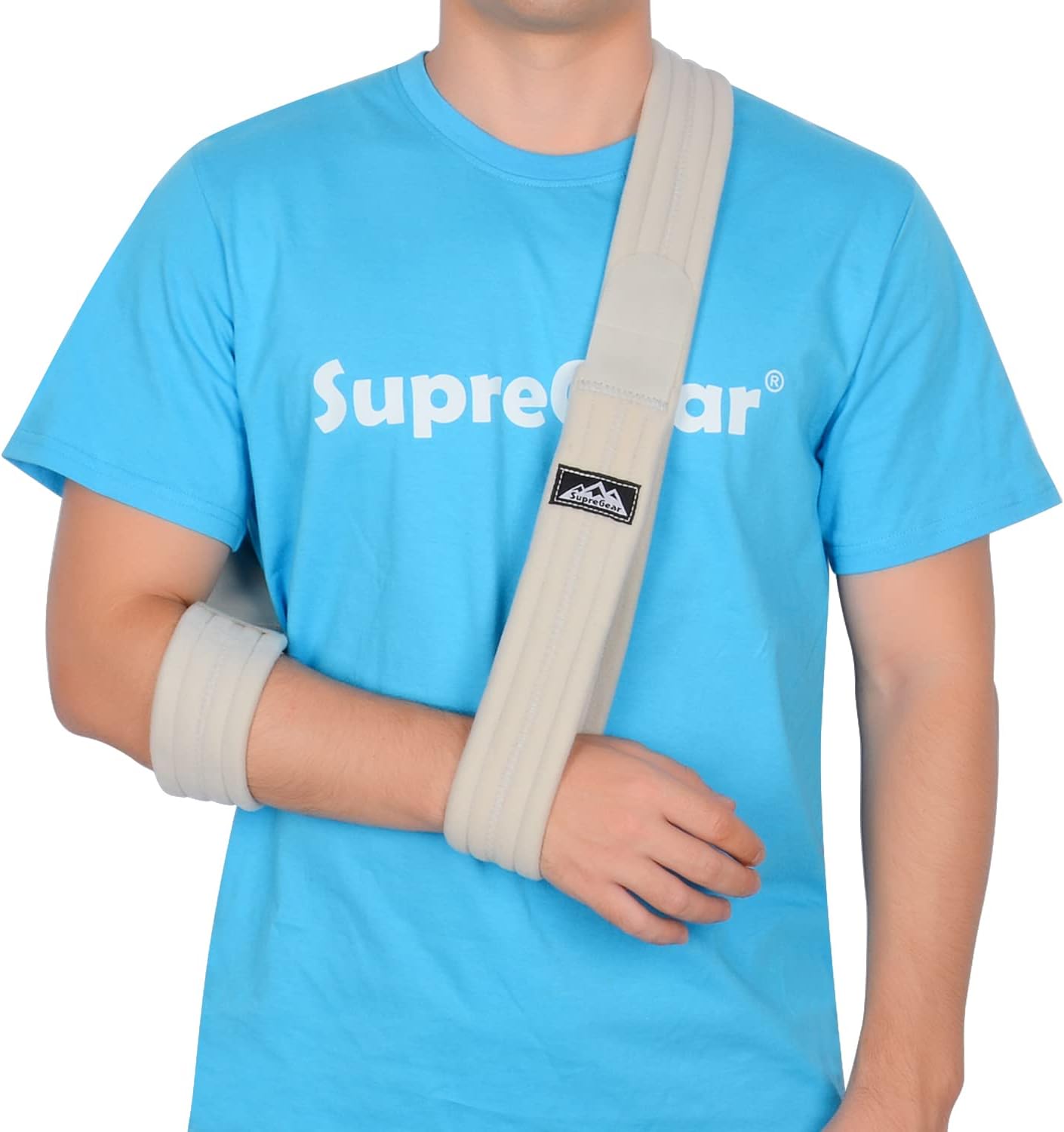 SupreGear Arm Sling, Adjustable Lightweight Comfortable Shoulder Immobilizer Arm Sling Breathable Medical Shoulder Support for Injured Arm Hand Elbow, 71 inch / 180cm (Grey)