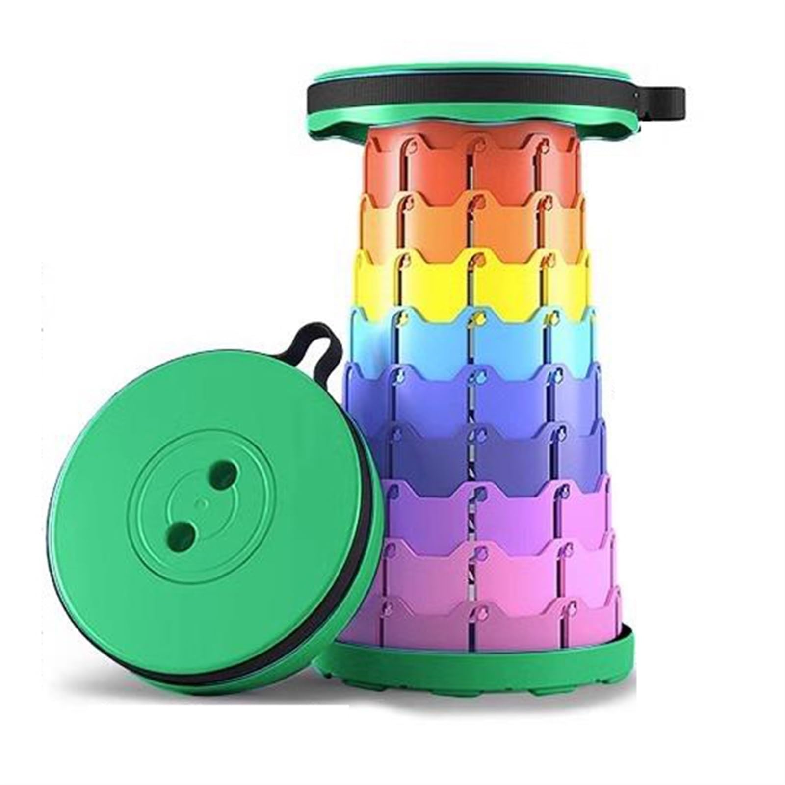 Sedia da Viaggio Pieghevole, Sgabello Pieghevole, Altezza Regolabile, Sgabello da Campeggio Retrattile Portatile, Leggero, for Escursionismo Pesca all'aperto, Max 400 libbre (Color : E)