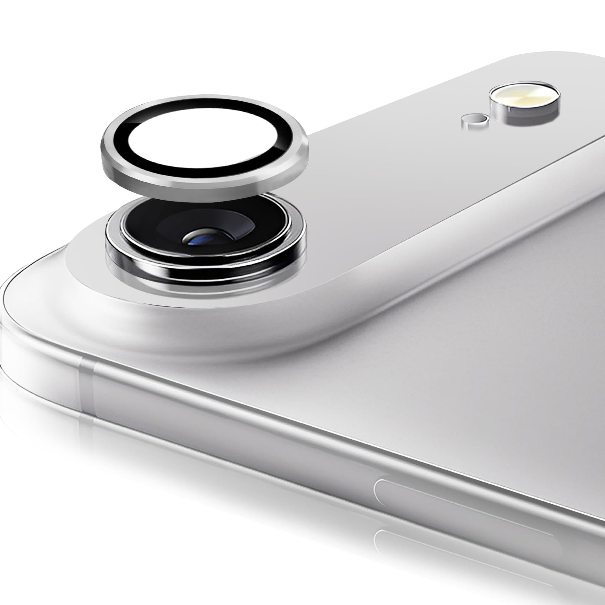 Kakuki for iPhone 17 Air カメラフィルム アイフォン17Air 用 カメラ保護フィルム 薄型 強化ガラス 耐衝撃 独立型 露出オーバー防止 アルミ合金 カメラカバー (シルバー, iPhone 17 Air)