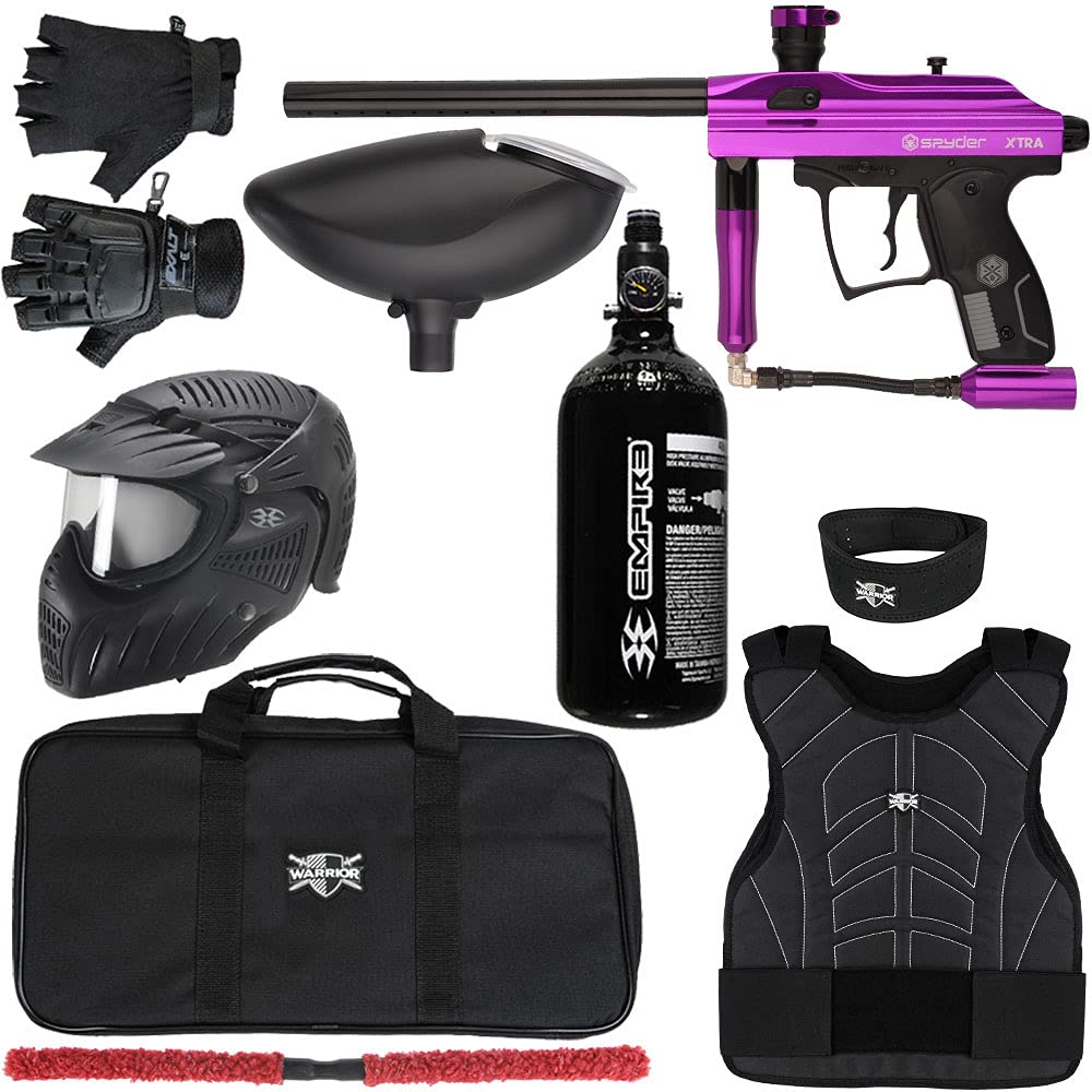 Action Village Kingman Spyder Xtra Level 2 Protector Paintball Gun Package Kit (Gloss Purple, Glove Size: Small/Medium)