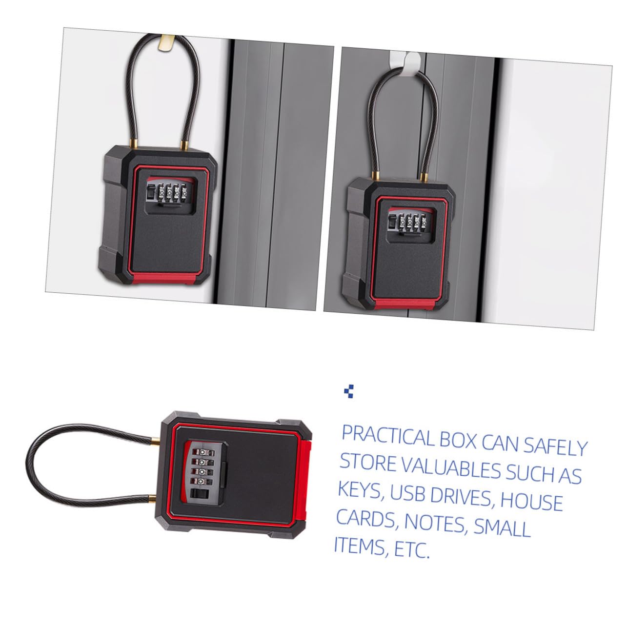Caja de llaves de pared resistente a la intemperie con código de bloqueo, llave segura para acceso al hogar al aire libre a la casa y llaves pequeñas, ideal para seguridad mejorada del hogar