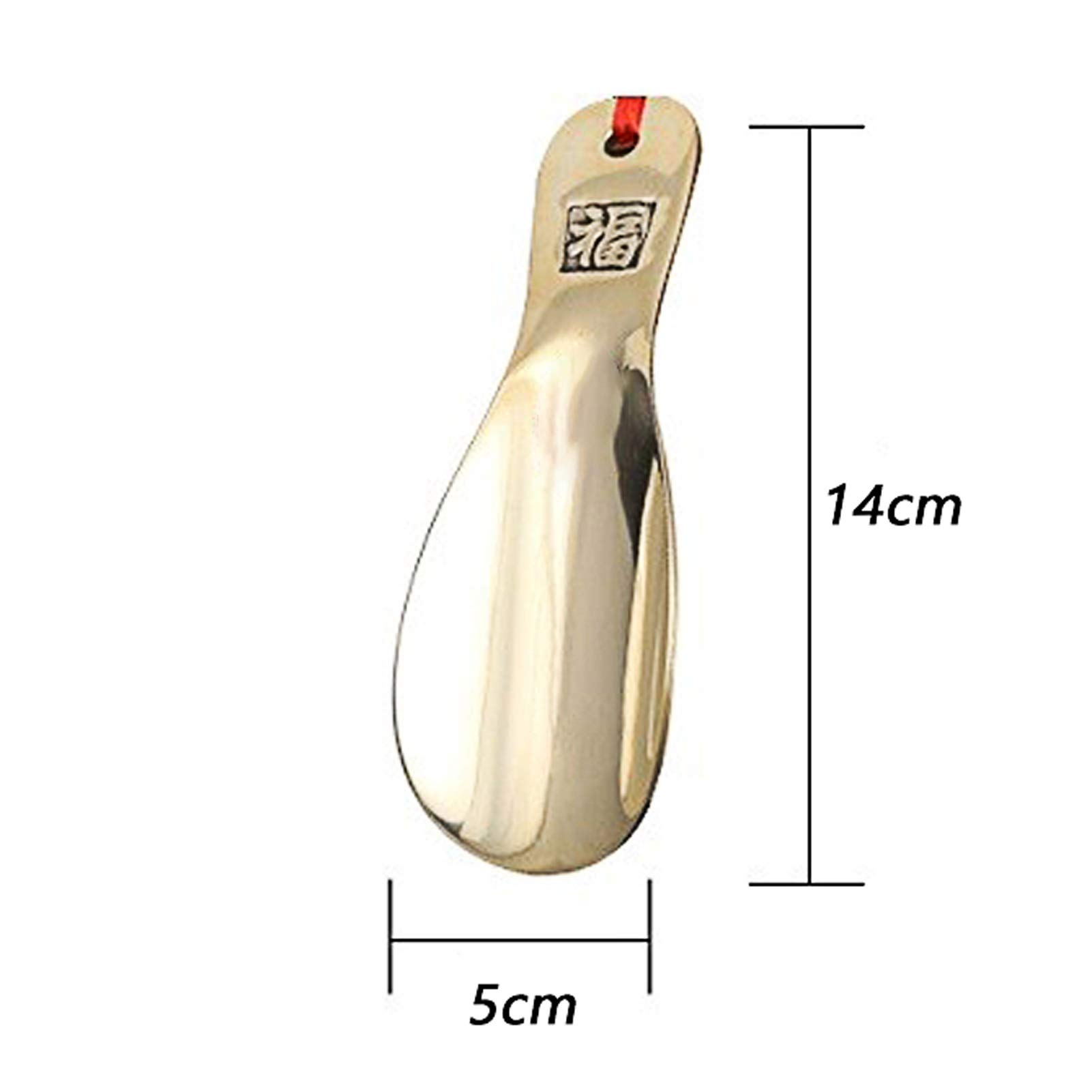 Handgefertigter Schuhlöffel aus Metall, 14 cm, Schuhlöffel aus massivem Messing, Schuhlöffel aus Metall, geeignet für schwangere ältere Frauen (Farbe: Messing, Größe: 14 cm x 5 cm) (Messing 14 cm x 5