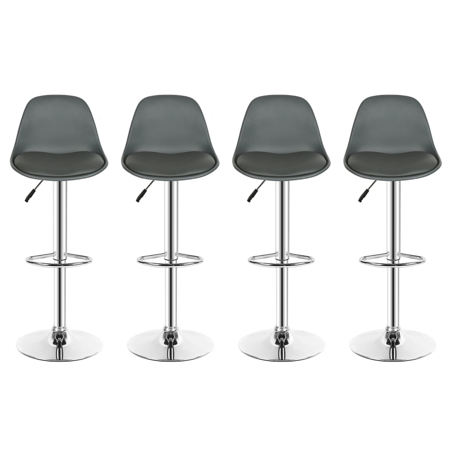 LANTUS 4X Taburetes de Bar Regulable en Altura Taburetes Altos Cocina Paquete de 4 Taburete de Oficina Giratorio en Cuero Sintético+Plástico Sillas Bar Cocina con Reposapiés & Respaldo