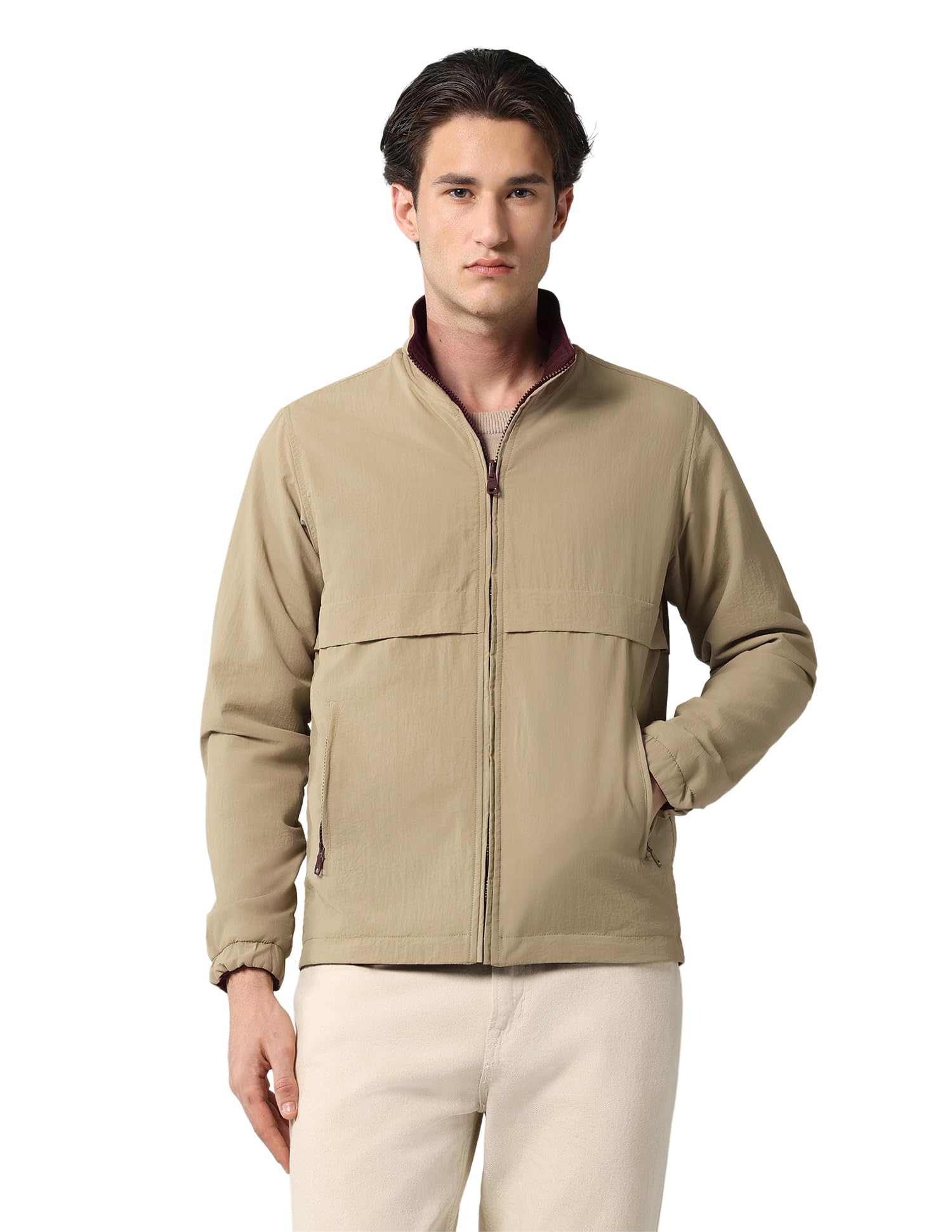 Solid Regular Fit Reversible Jacket-image-0