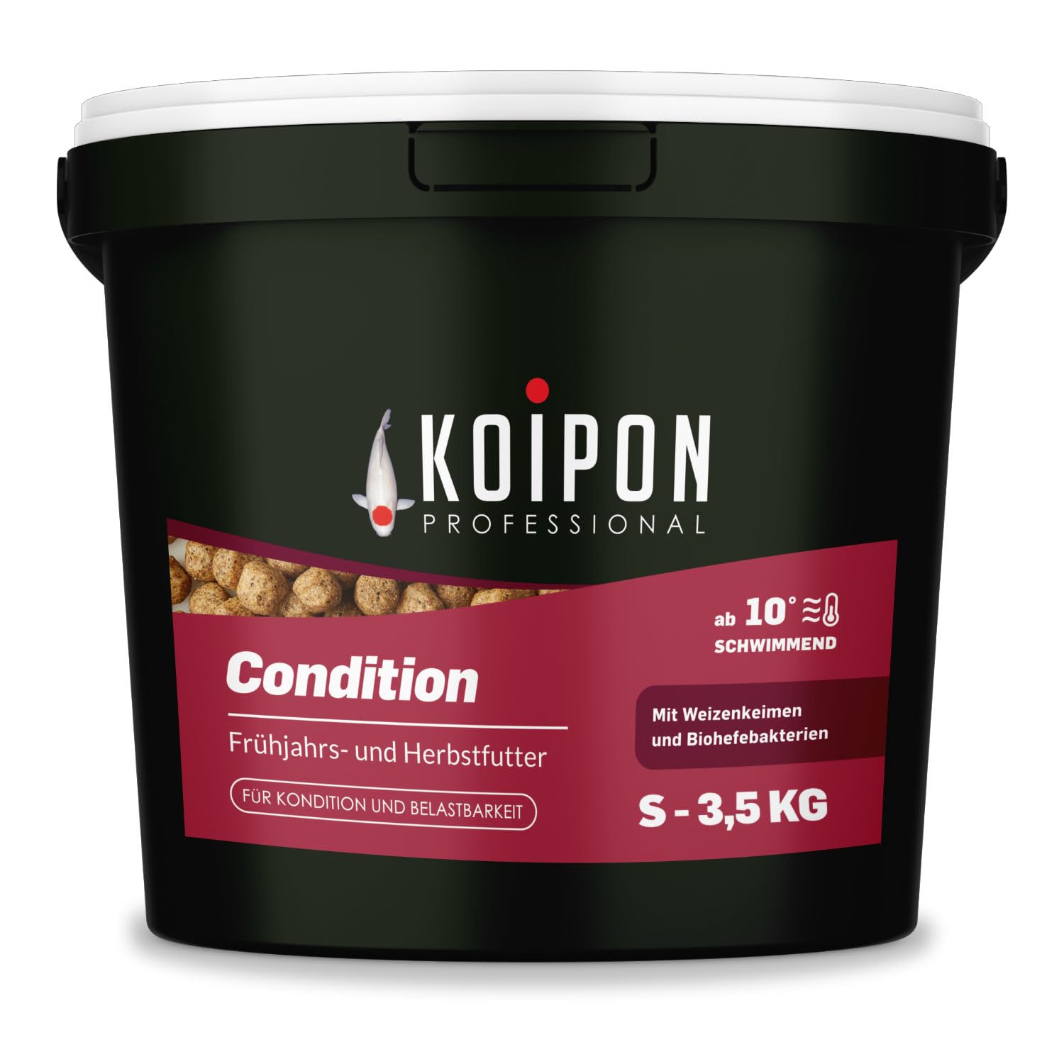 KOIPON Condition Koifutter 3,5 kg 3 mm Frühjahr & Herbst, schwimmend | Leicht verdauliches Frühjahrs- & Herbstfutter, schwimmende Pellets – für japanische Koi, auch für Goldfische