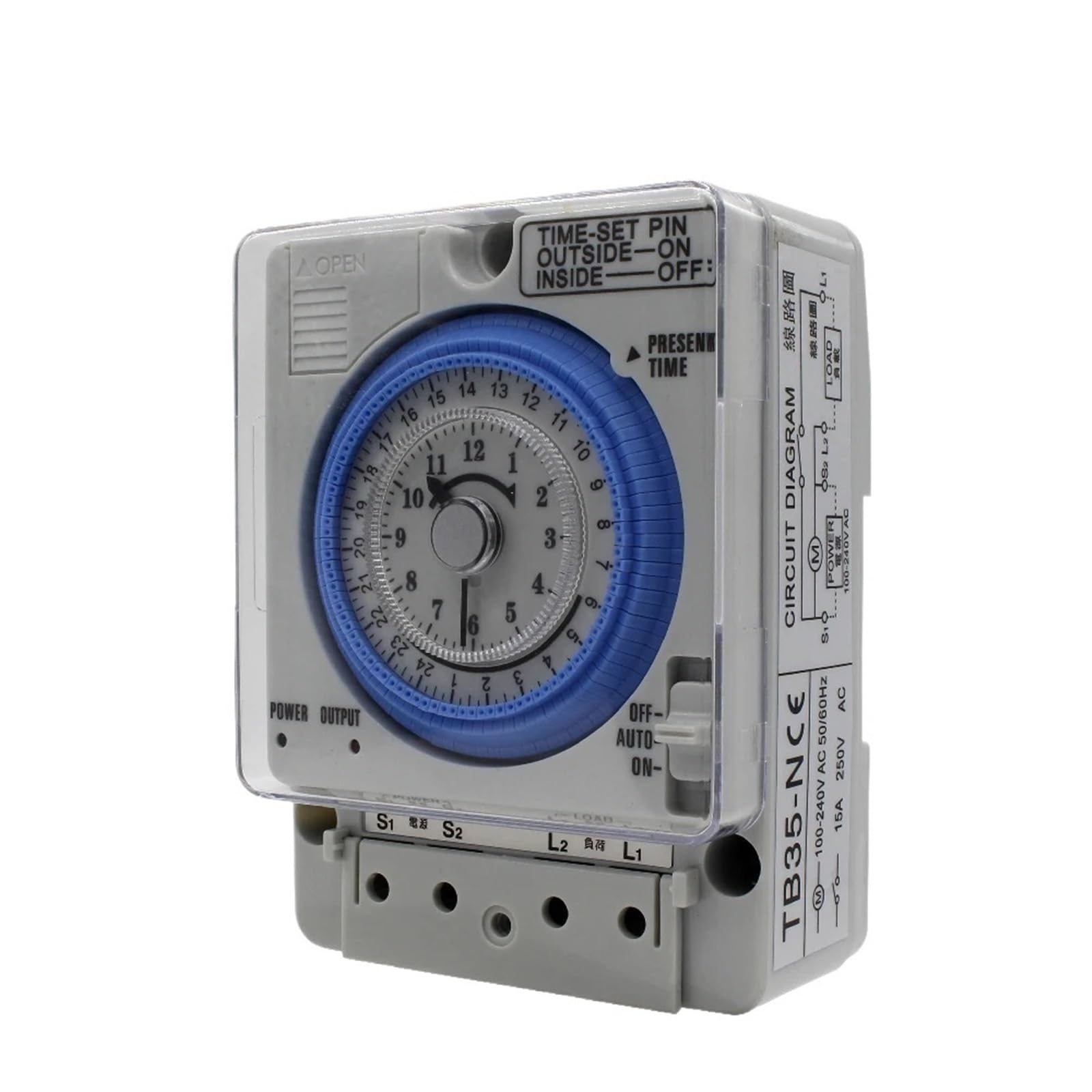 Pknaqwlsx One Color Tb35n 100-240V 15A Din Rail Water Heater Programmable Timer Switch Time Controller Mechanical Timer Switch
