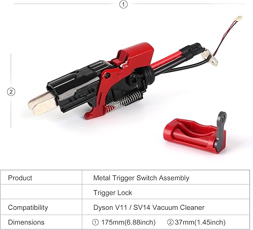 Miniatura 6 de Interruptor de gatillo de metal Asamblea de reemplazo para Dyson V11 SV14 Partes de repuesto de botón de encendido de aspiradora