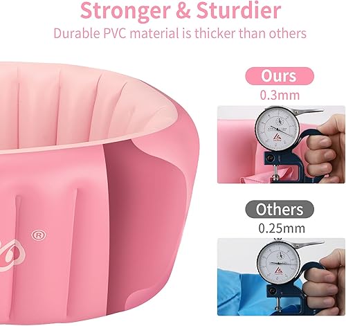Miniatura 3 de Swimbobo Bañera Inflable para Bebé Portátil Plegable Mini Piscina de Viaje Ayuda a Bebés hasta Bañera para Niños Pequeños (Rosa)