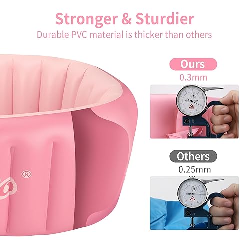 Miniatura 10 de Bañera inflable para bebé, portátil, plegable, mini piscina de viaje que ayuda a bebés a niños pequeños (azul)