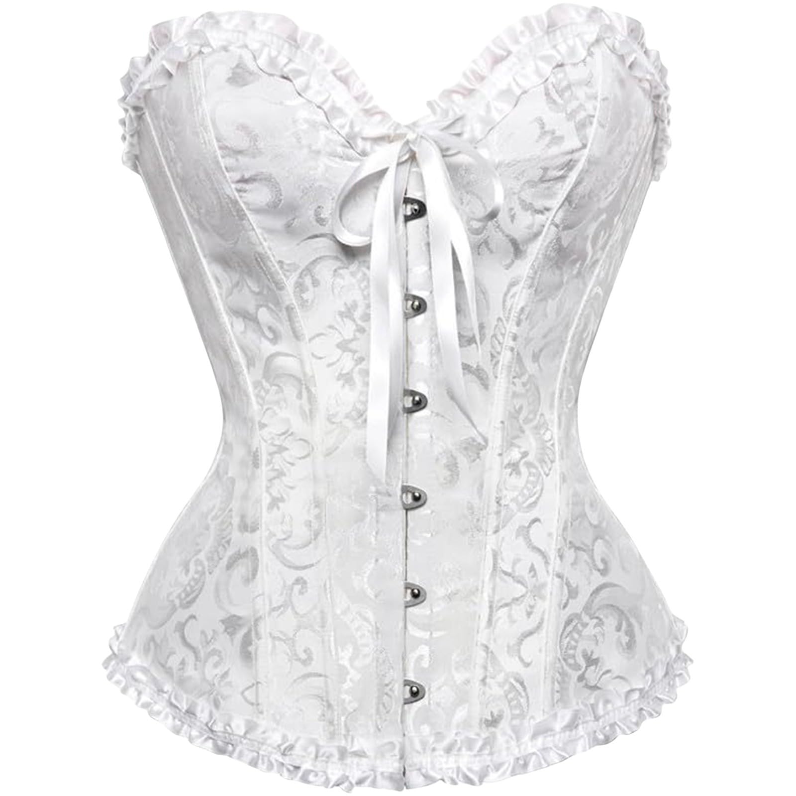 Nuoke white dress pirate, Ladie's Steel Boned Corset Top Womens Corsets Plus Size leather Vampire Lace Waist lingerie costume with Sleeves Halloween Christmas Pirate Party,Wedding,Cosplay,Gothic