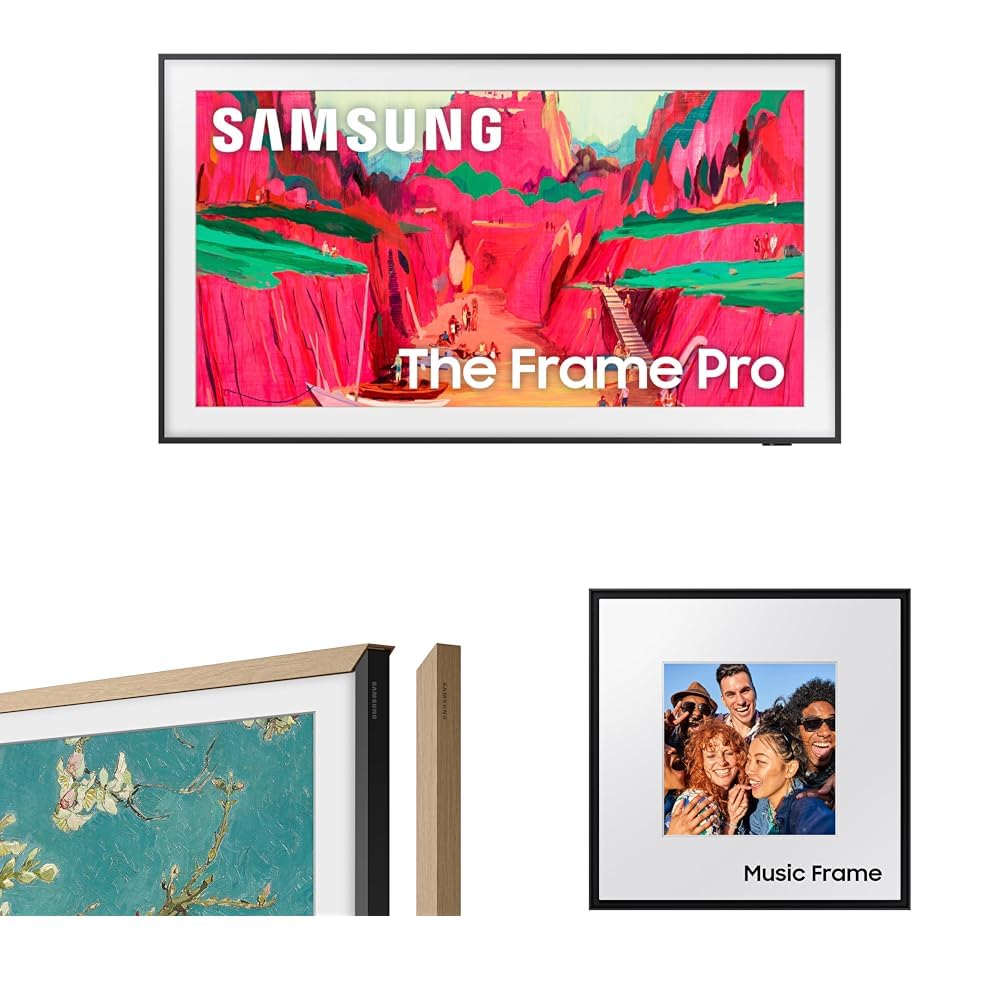 Samsung 75-Inch The Frame Pro 4K Neo QLED Smart TV 2025 Bundle with 50-inch Modern Teak Bezel and