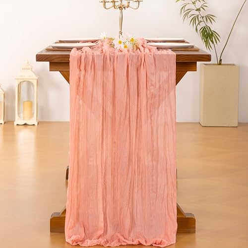 Vista 111 de Socomi - 10 caminos de mesa de gasa, estilo bohemio y rústico, para primavera, Pascua, bodas, fiestas, baby showers, cumpleaños y decoración, 120