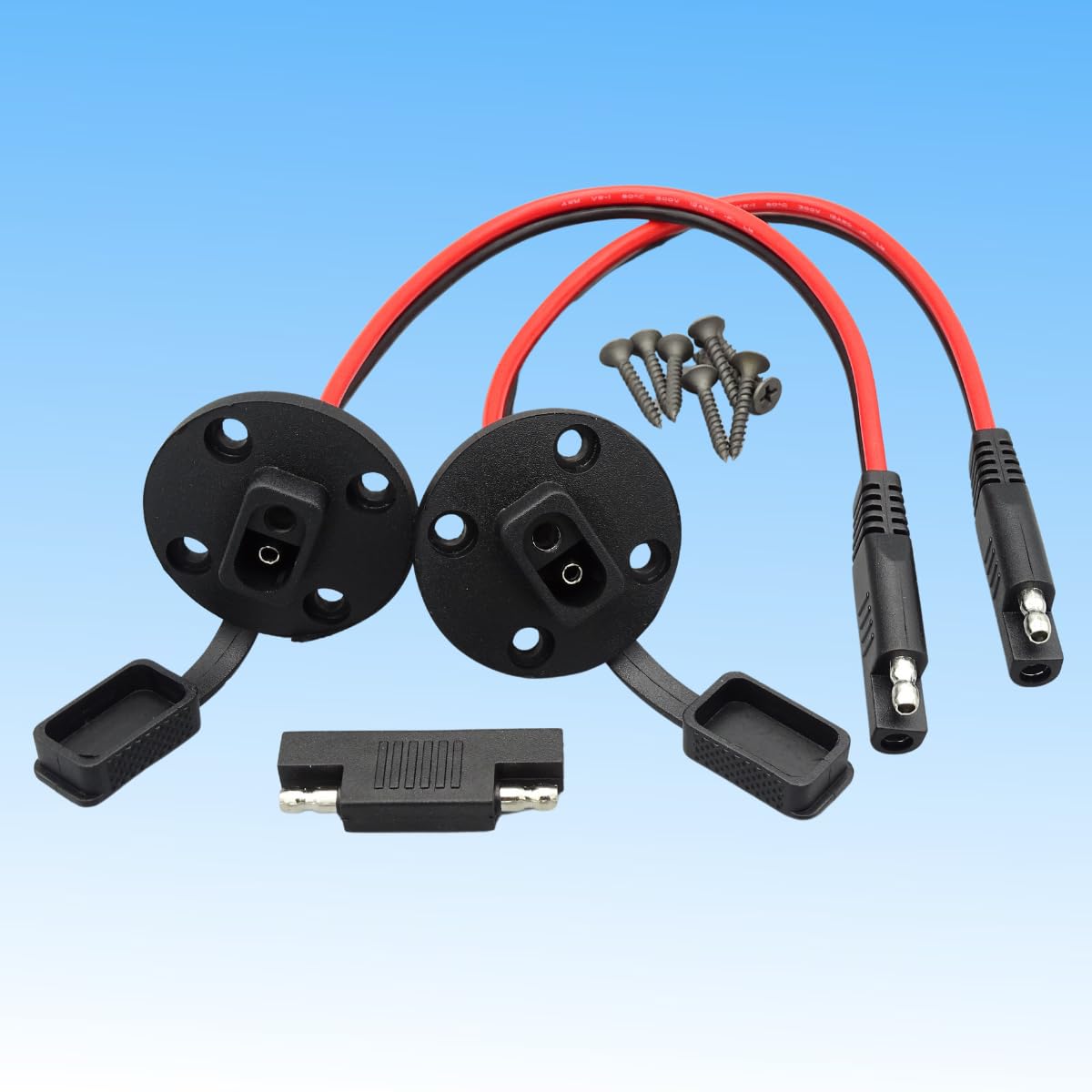 2-Pack SAE Sidewall Port Connector Cables - 16AWG, 1ft Extension With Weatherproof Cap For Solar & Batteries - View #5