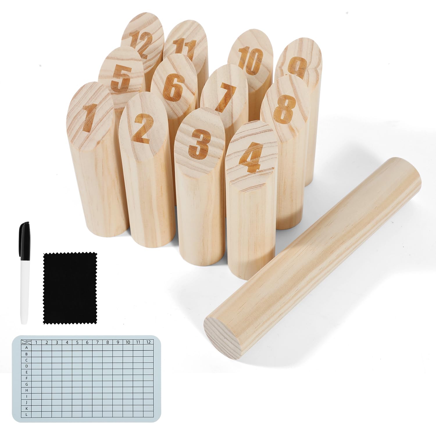 Kubb Wikinger Spiel aus Naturholz – Skandinavisches Wurfspiel für Erwachsene und Kinder – Outdoor-Spiel für Garten, Strand und Park – Inklusive Spielanleitung