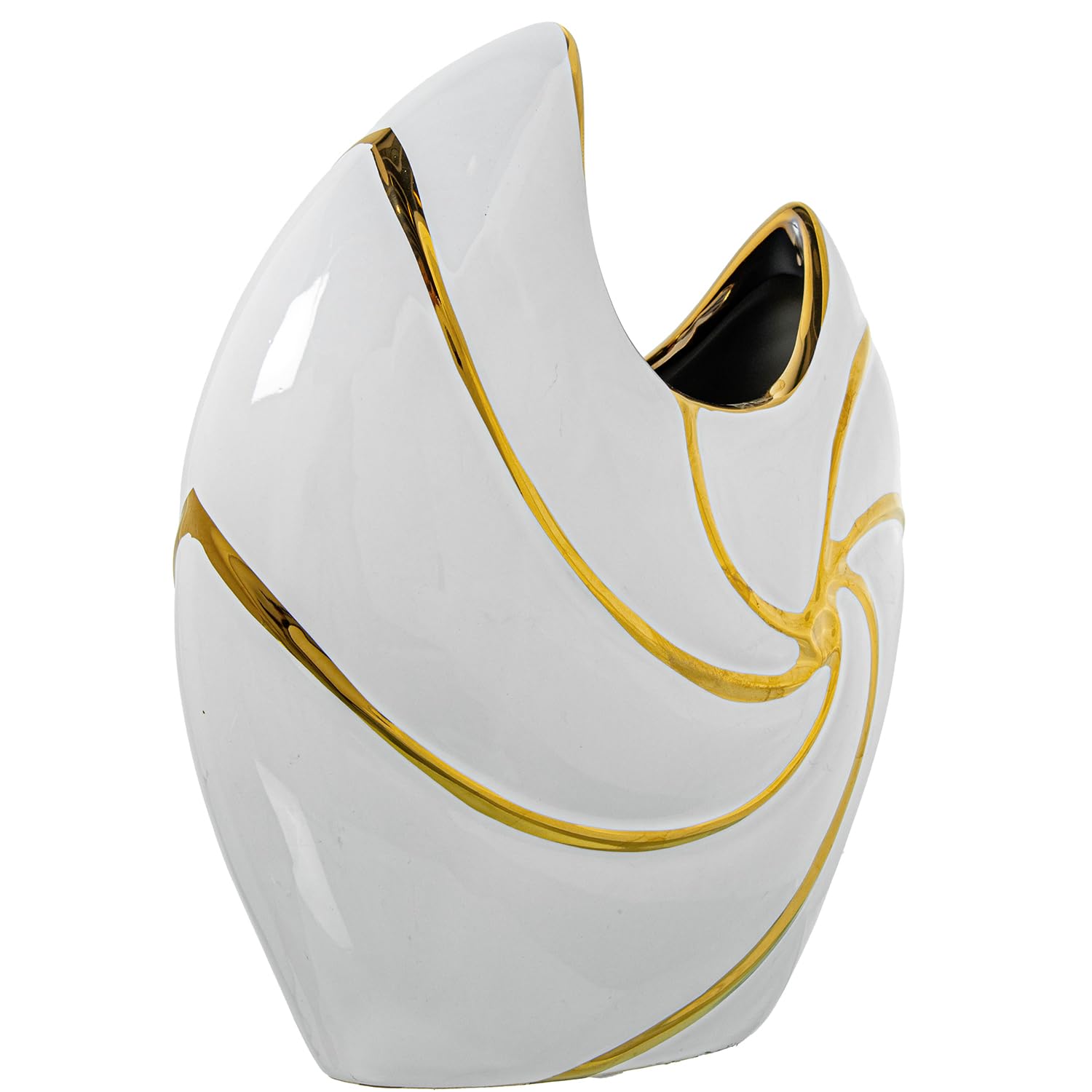 JARRON CERAMICA 25CM BLANCO BRILLO/ORO_22X9X25CM