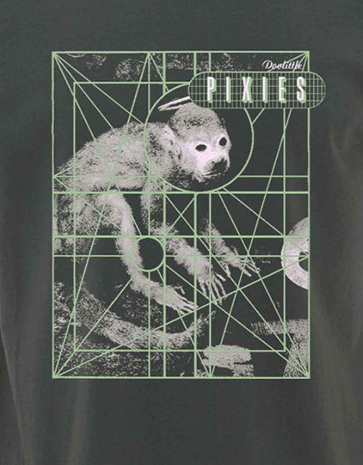 Pixies T Shirt Doolittle Monkey Grid Band Logo Nouveau Officiel Homme Charcoal