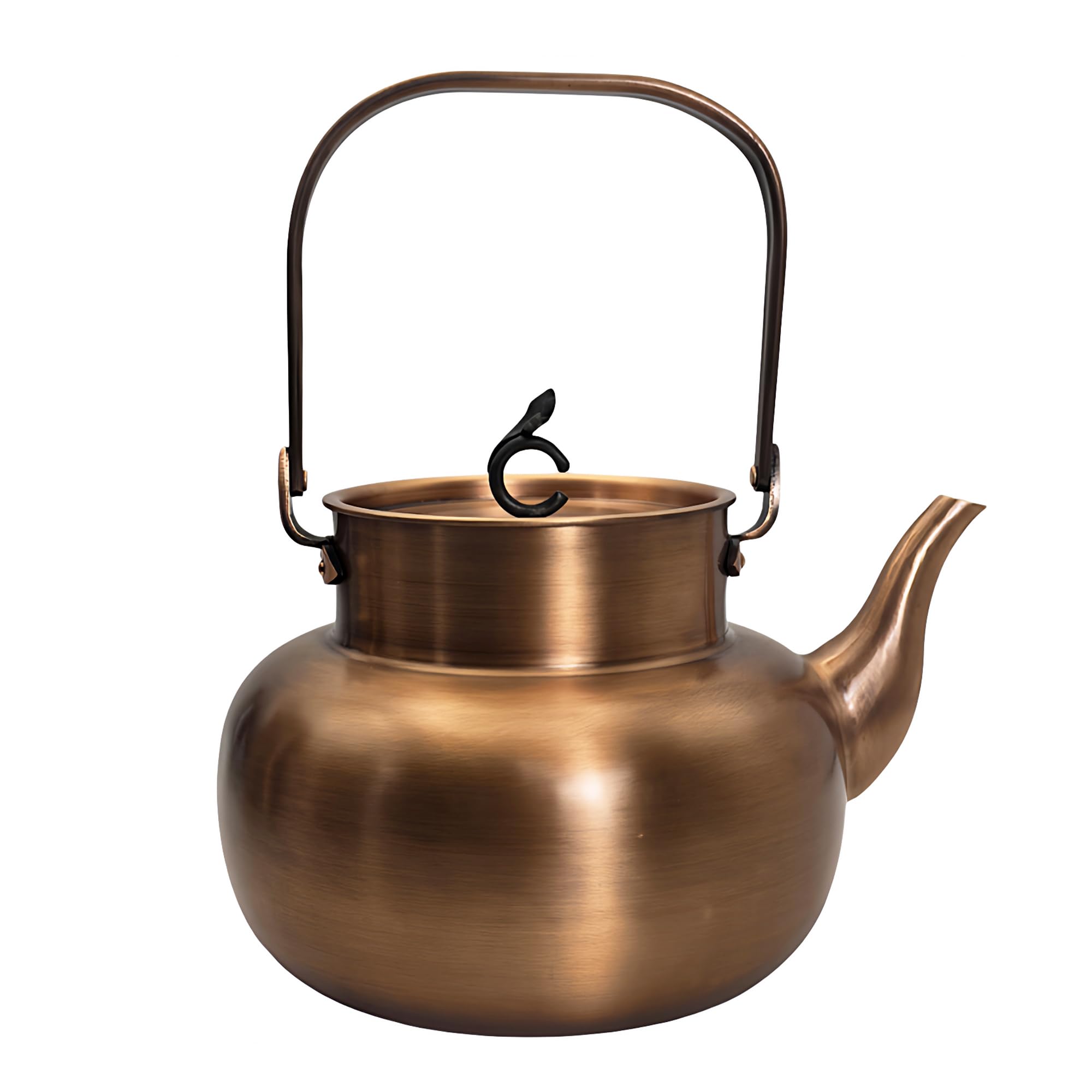 Bollitore per Il tè in Rame Puro per fornello, teiera in Stile Cinese Senza Rivestimento con Sfera per Il tè in Acciaio Inossidabile per tè Sfuso, teiera Solida (1600 ml)