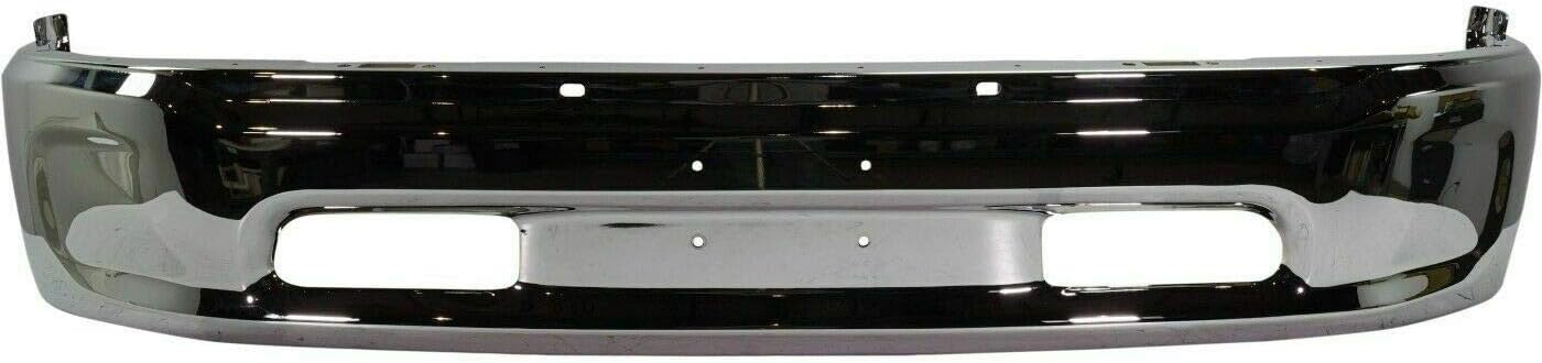 Front Bumper Chrome Steel + Upper Cover Primed + Lower Valance Air Dam For 2013-2018 RAM 1500 Pickup Direct Replacement