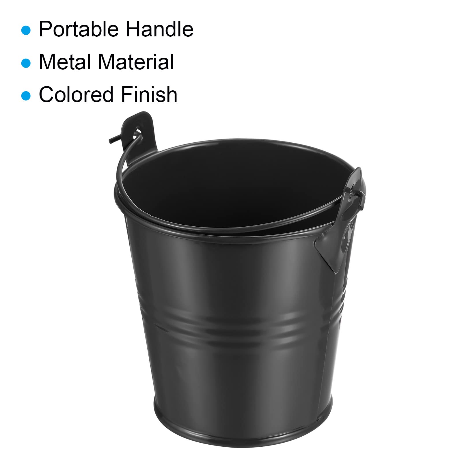 PATIKIL 3"x3" Pequeño Metal Cubo, 6 Paquete Colorido Cubos Lindo Caramelo Pequeño Decorativo Cubos con Manijas para Artesanías Fiesta Recuerdos, Negro
